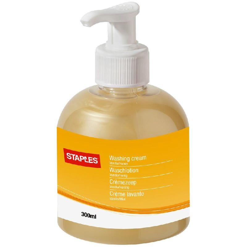 STAPLES FLACON-POMPE DE SAVON CRÈME LAVANTE VANILLE / MIEL 300 ML STAPLES (PRIX À L'UNITÉ)