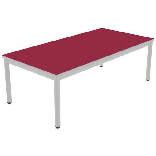 TABLE CARÉLIE 160X80 T2 - 4P STRAT POLYU. CERISE GRIS/9006 - MOBIDECOR