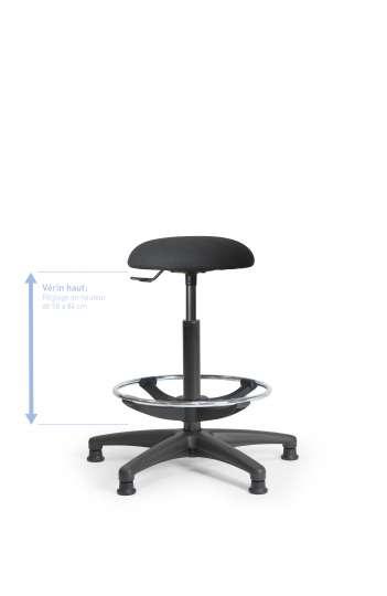 Tabouret atelier Cerclo - tissu noir - vérin haut 58-84 cm - ref CERFIXTNVHRPP_0
