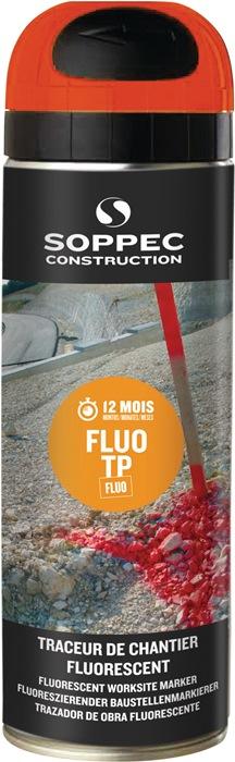 Traceur de chantier FLUO TP orange fluo 500 ml - Bombe aérosol SOPPEC - Marquage fluorescent et précis_0
