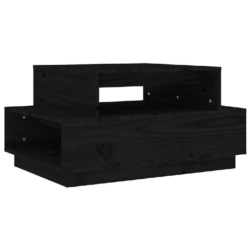 VidaXL Table basse Noir 80x55x40,5 cm Bois massif de pin Modèle Polaris Élégance - 814518_0