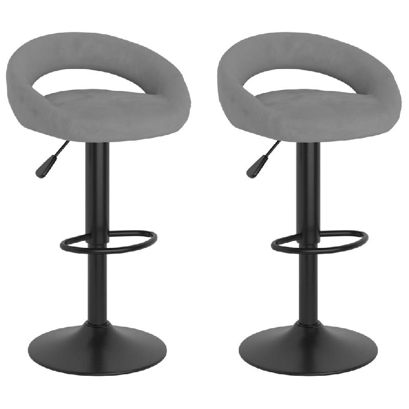 VidaXL Tabourets de bar lot de 2 gris clair velours Modèle Nova Bar - gris 333269_0