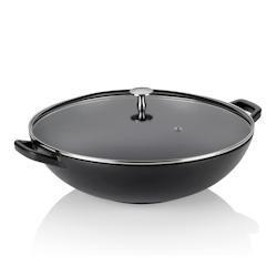 Wok Calido noir 4L -  400 cl Rond Fonte émaillée Kela - noir 4025457124754_0