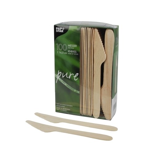 100 COUTEAUX PAPSTAR, BOIS « PURE » 16,5 CM