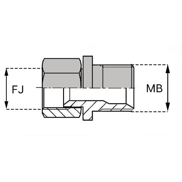 Adaptateurs - Droit femelle tournant JIC - Femelle JIC X mâle BSP - Cône 60° - Référence JFMBSP0402_0