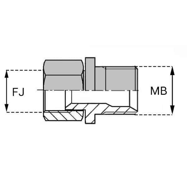 Adaptateurs - Droit femelle tournant JIC - Femelle JIC X mâle BSP - Cône 60° - 1