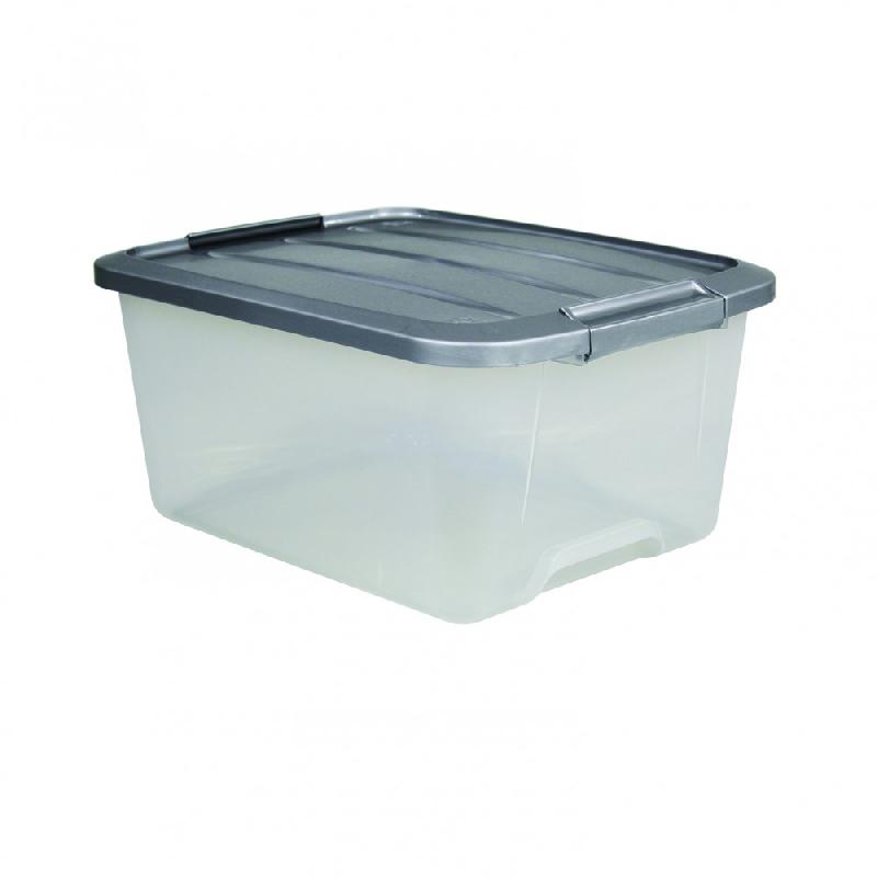 Bac de rangement transparent 15L - Polypropylène, superposable avec couvercle_0