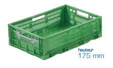 Bac pliable ajouré - 566 x 369 x 166 mm - 30L - vert - poignées ouvertes_0