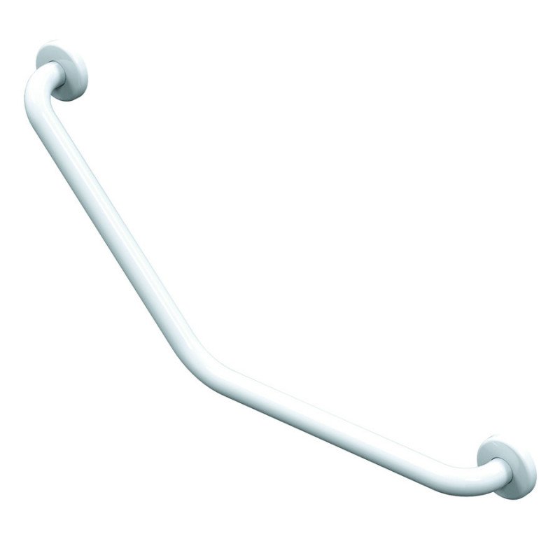 BARRE D’APPUI EN ACIER INOXYDABLE RECOUVERT D’EPOXY COUDÉE 135° 265X265MM 2 ZONES DE FIXATION - AKW - 01248WH