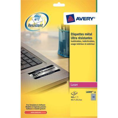 Boîte de 960 étiquettes laser ultra résistantes métalliques - 45.7x21.2mm - Avery L6009_0