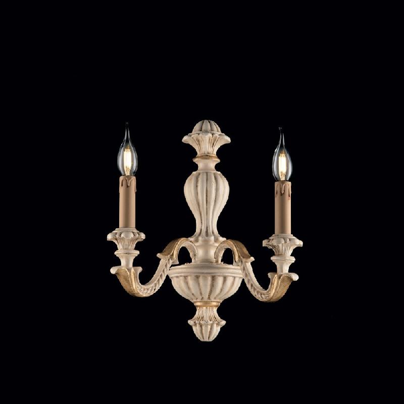Bonetti Illumina Leonardo Applique En Bois Ivoire Et Feuille D'Or 2 Lumières .29 P.19 Bl180-Ap2-Av - beige 8050713216313_0