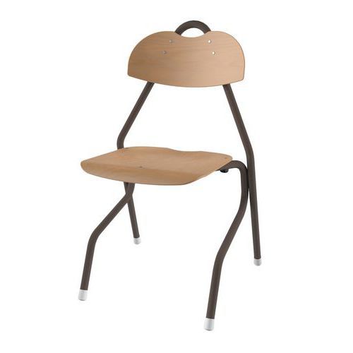 CHAISE TEMPO AST - T6 COQUE BOIS NATUREL - ALU NOISETTE CUIR - MOBIDECOR