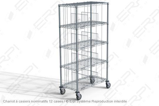Chariot à casier nominatif 12 cases - CC9146180-02C - modulable et maniable avec étagères ajustables_0