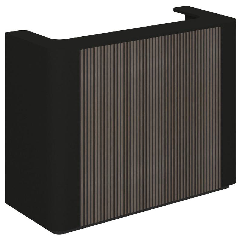 Comptoir noir Vertigo T01 2 angles arrondis MDF noir et noyer foncé 150x60x115cm_0