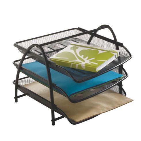 CORBEILLE À COURRIER 3 TIROIRS COULISSANTS ALBA MESH NOIRE