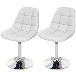 Décoshop26 - 2x chaises de salle à manger en synthétique blanc pied chromé pivotant CDS04425 - blanc 3000414665687_0