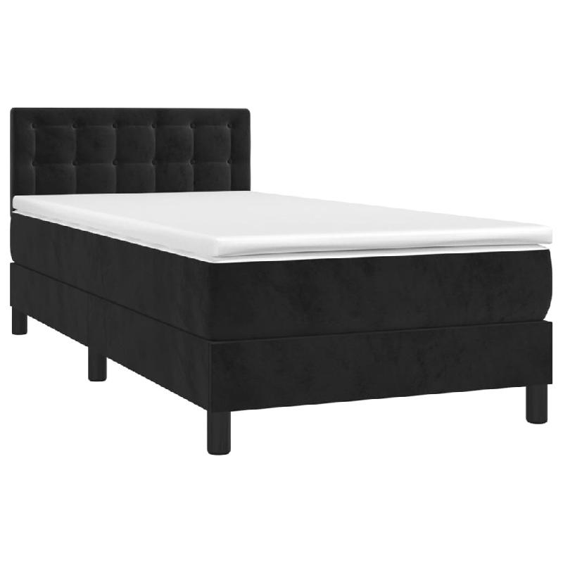 Décoshop26 - Cadre de lit LED avec sommier tête de lit matelas 90x190 cm tissu velours noir TDL0209044 - noir 3001666082727_0