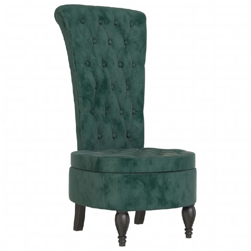Décoshop26 - Chaise à dossier haut en velours vert foncé dossier capitonné DEC026251 - 3000255718054_0
