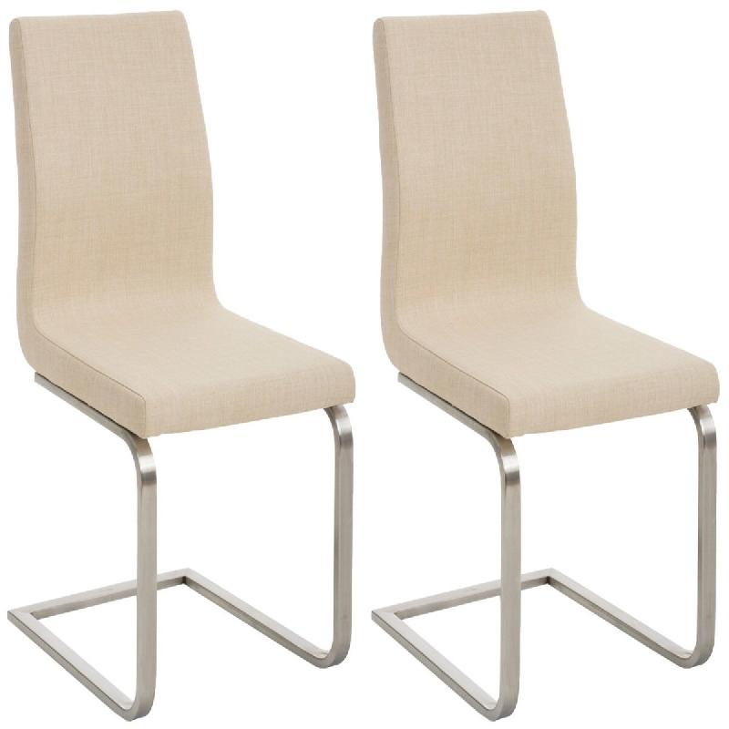Décoshop26 - Chaise de salle à manger x1 design moderne en tissu crème support en acier inoxydable 10_0007756 - beige inox 3000266288386_0