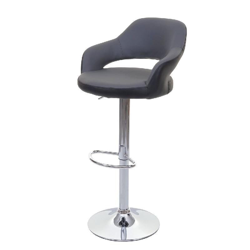 Décoshop26 - Tabouret de bar chaise de bar comptoir x1 pivotant avec dossier en PVC gris-noir 04_0005282 - gris 3000129432697_0