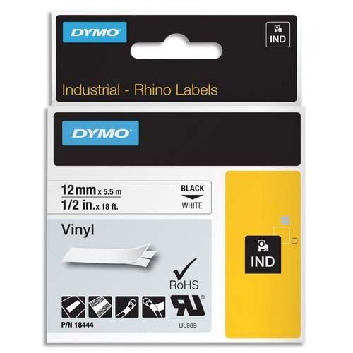 Dymo ruban rhino 12 mm vinyl noir sur blanc s0718600_0