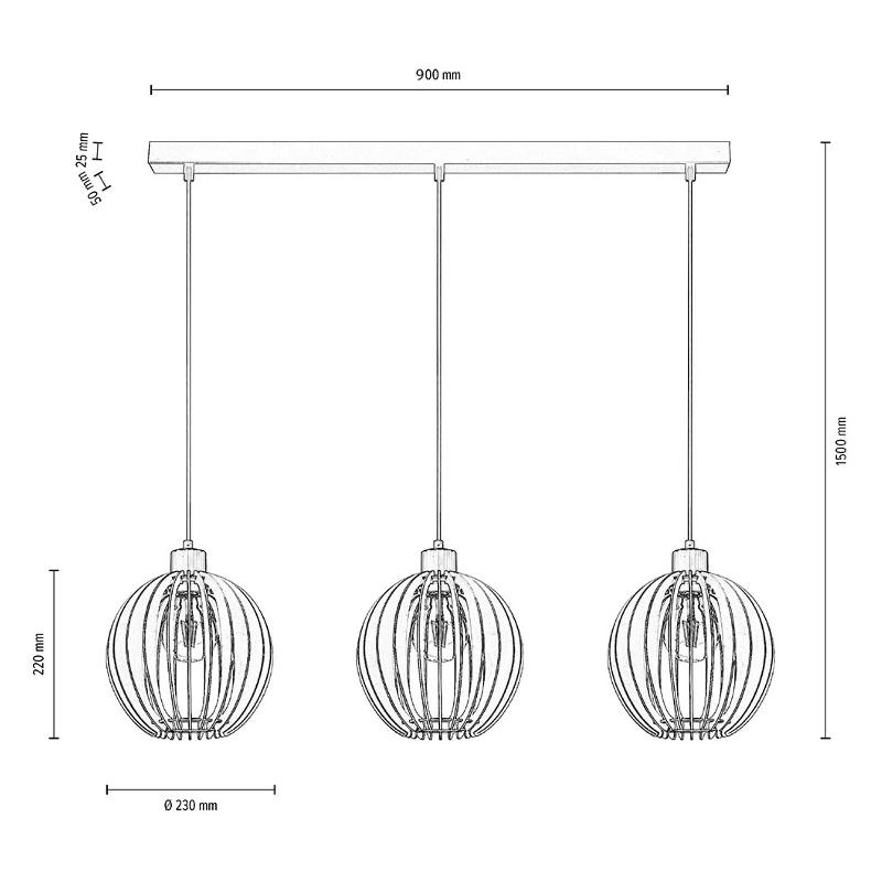 ENVOSTAR CLAY SUSPENSION EN CONTREPLAQUÉ DE BOULEAU À 3 LAMPES