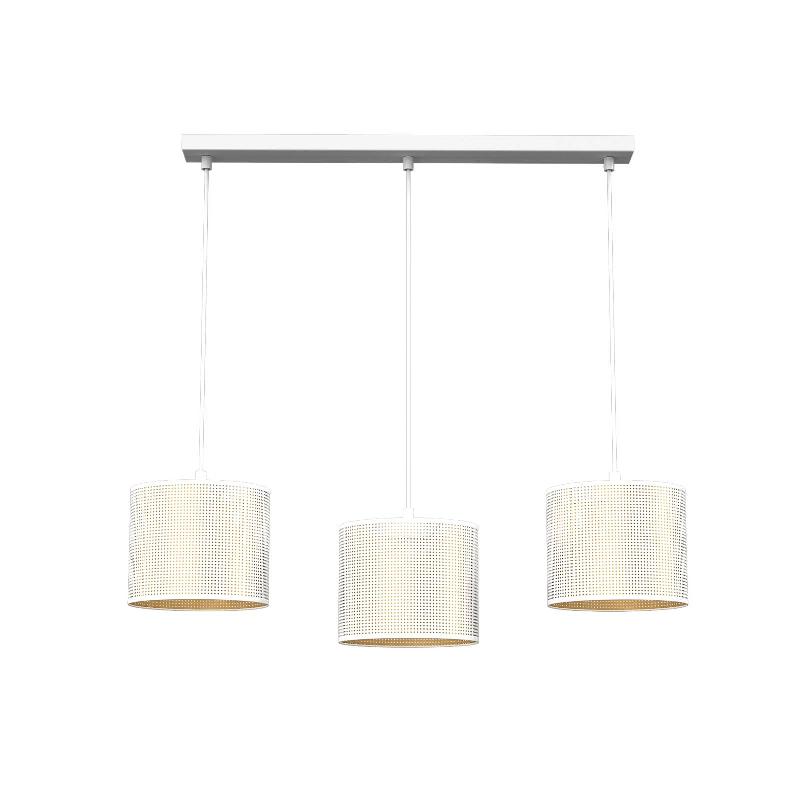 EULUNA SUSPENSION JOVIN, 3 LAMPES LINÉAIRE, BLANCHE/DORÉE