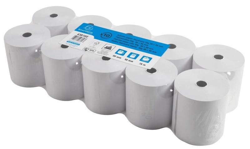 Exacompta Lot de 30 Bobine papier thermique pour caisse - larg. 80mm / diam. 80mm, sans BPA - 3130631438167_0