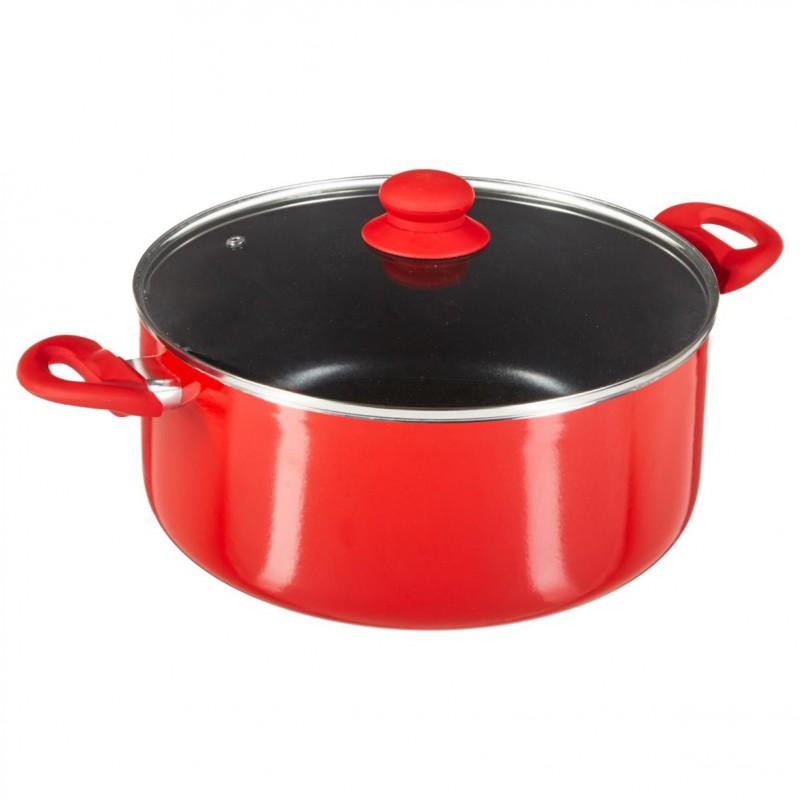 Faitout en aluminium essentiel 28cm rouge - Compatible tous feux - Paris Prix_0