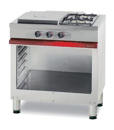 Fourneau à gaz 2 feux vifs 2x3 kW et plaque coup de feu 5 kW sur baie libre - CMG 830 CF_0
