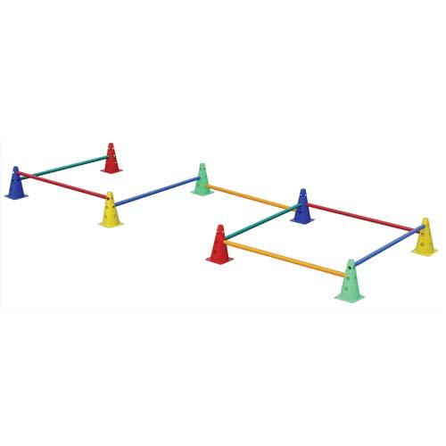 First loisirs - Kit éveil premiers sauts - 8 balises percées de 23 cm et 8 jalons de 80 cm - Structure pour aire de jeux_0
