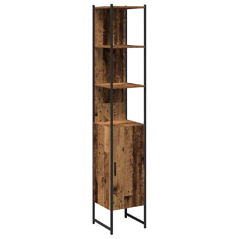 Helloshop26 - Armoire de salle de bain gain de place moderne avec étagères 33 x 33 x 185 cm en bois d'ingénierie bois ancien 02_0051855 - Bois mass_0