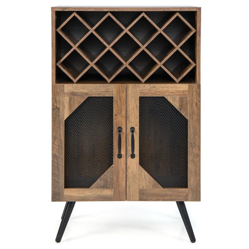 Helloshop26 - Buffet de cuisine avec casier à vin amovible 59,5 x 33,5 x 93,5 cm design industriel ambiance vintage en MDF brun 20_0019390 - Bois man_0
