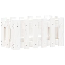Helloshop26 - Jardinière bac lit surélevé plantes fleurs terrasse jardin avec design de clôture 60 x 30 x 30 cm pin massif blanc 02_0038104 - 3000_0