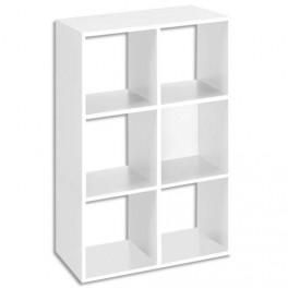 MTI BIBLIOTHÈQUE MULTI-CASES 6 CASES MT1 ÉLÉGANCE COLORIS BLANC - DIMENSIONS : L73 X H107 X P33 CM