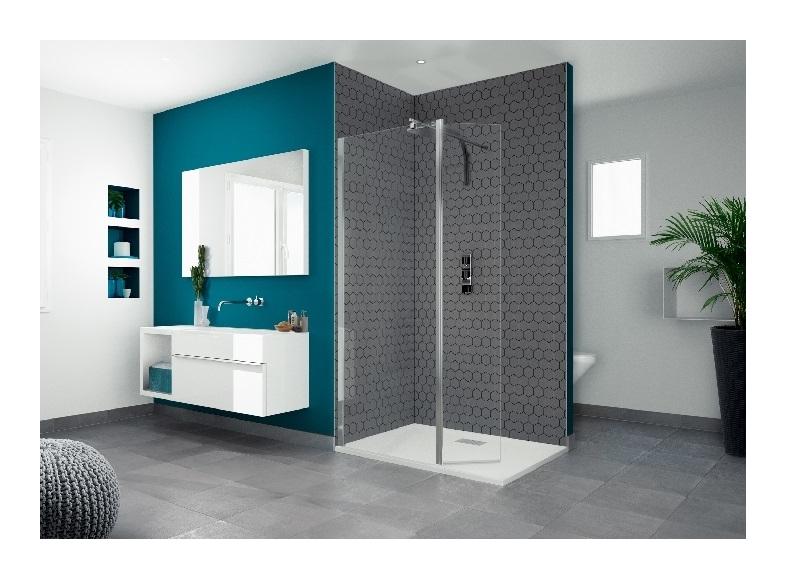 PAROI DOUCHE FIXE VOLET PIVOTANT KINEDO SMART DUO, 140, VERRE