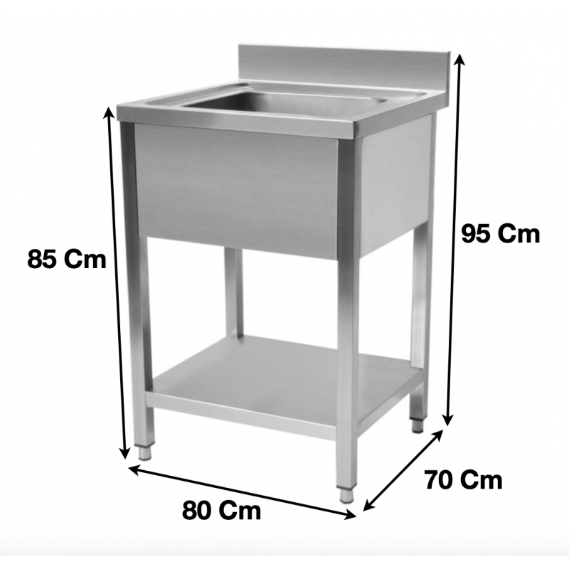 Plonge evier 1 bac avec sous tablette P700 mm - L800 mm - STSK087_0