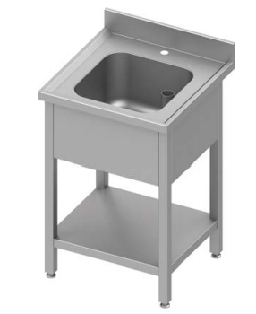 Plonge inox adossée avec 1 bac avec étagère 700x700x900 à monter - 934457070_0