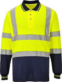 Polo bicolore manche longue jaune marine s279, l_0