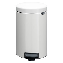 POUBELLE PLASTIQUE 12 LITRES RONDE À PÉDALE BLANCHE