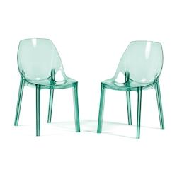 RATTATAN Lot de 2 chaises en polycarbonate transparent, empilables, monobloc, résistantes, design moderne, idéales pour cuisine, bar ou restaurant â_0