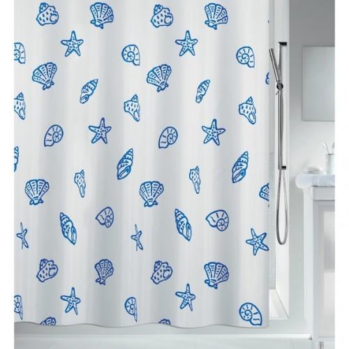RIDEAU DE DOUCHE - 120 X 200 CM - BLEU ET BLANC - POLYESTER - CONCHA SPIRELLA