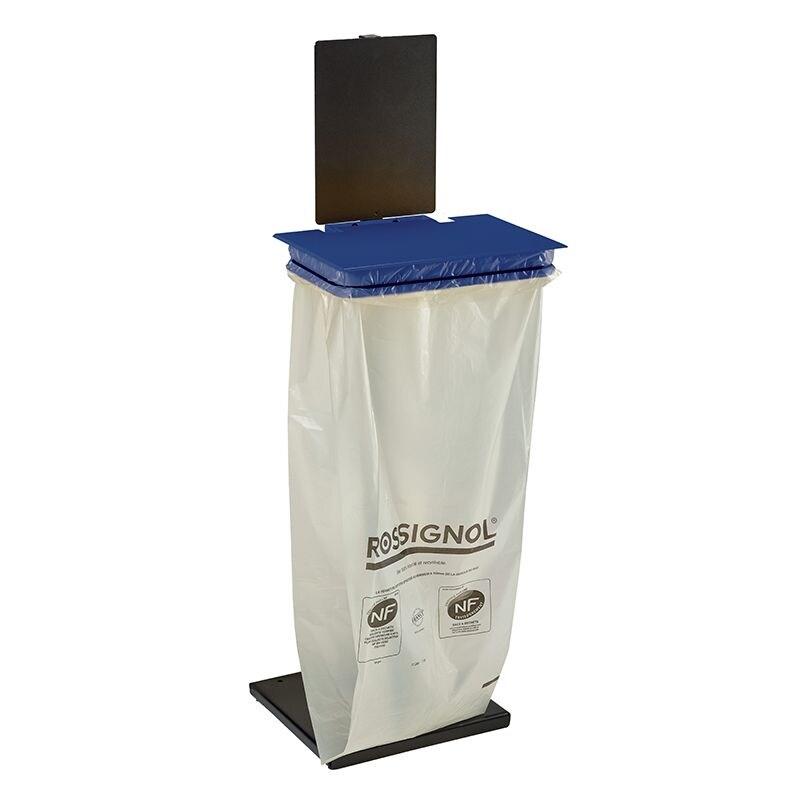 Rossignol Support sac avec couvercle Rollec sur socle - 110l - bleu outremer - RAL 5002 - 3019920531393_0