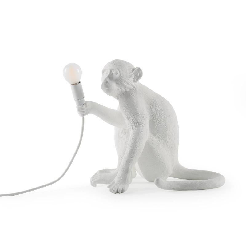 SELETTI LAMPE TABLE DÉCO LED MONKEY LAMP, BLANC, ASSIS