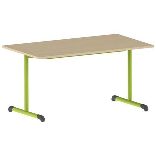 TABLE BANDANA 140 X 80 FIXE T5 STRAT HÊTRE MIEL- VERT 1864 - MOBIDECOR