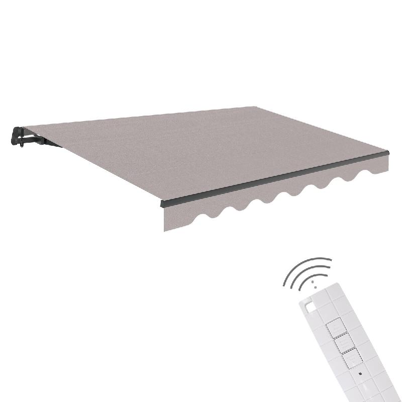 WASABI Store banne motorisé 2,5x2m Gris – Télécommande – Toile Protection Solaire - gris polyester BTK252040-E_0