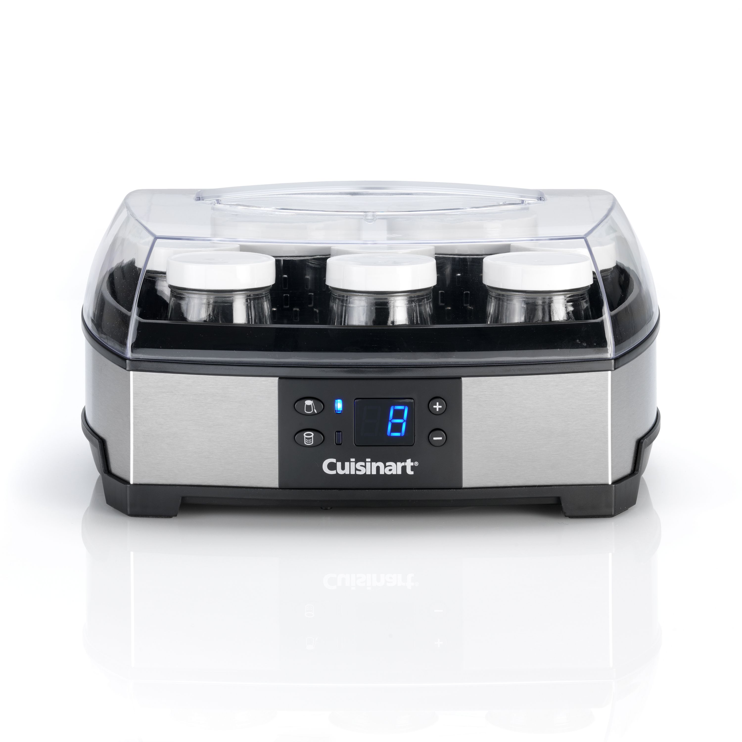 Yaourtière-fromagère 2 en 1 - 6 pots en verre de 125ml pour yaourts - 2 pots en plastique de 250ml pour fromages frais - Minuterie réglable et écran LCD_0