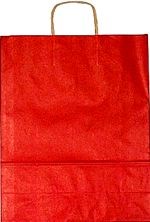 50 SACS KRAFT 35 X 44 ROUGE POIGNÉES TORSADÉES