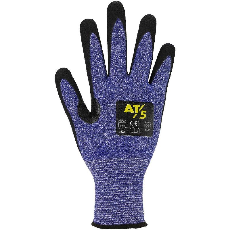 ASATEX 5099 11 Étape 5 - Gants de protection anti-coupure, bleu/noir, taille 1, haute résistance à l'abrasion_0