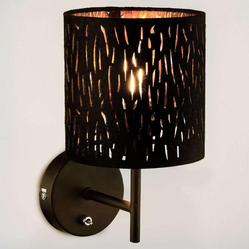 GLOBO APPLIQUE MURALE TUXON AVEC ABAT-JOUR NOIR-DORÉ